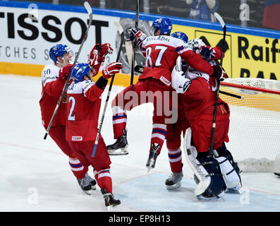 Czech players celebrate a goal during the Czech Republic vs Scotland
