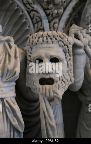 Sarcophagus of the Muses. Roman. Detail. Mask. 280-290 AD. Rome. National Roman Museum. Palace Massimo. Rome. Italy. Stock Photo