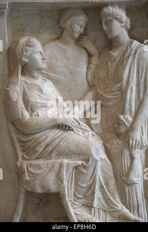 Marble stele of a woman. Greek, Attic ca. 375-350 B.C. Stock Photo