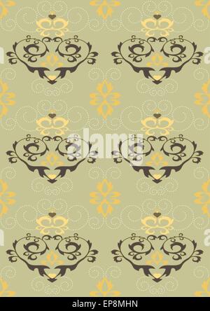 Light green  seamless background with heart and beads Stock Vector