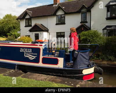 narrow boat in a lock on The Trent & Mersey canal at Tatenhill,Staffordshire,UK.taken 07/05/2015 Stock Photo