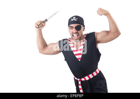 One eyed pirate isolated on the white Stock Photo