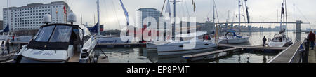 Pontoons in Dock, London Boat Show, Excel, London Stock Photo