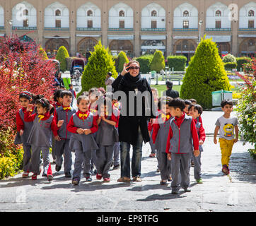 school children on field trip, Isfahan, Iran Stock Photo