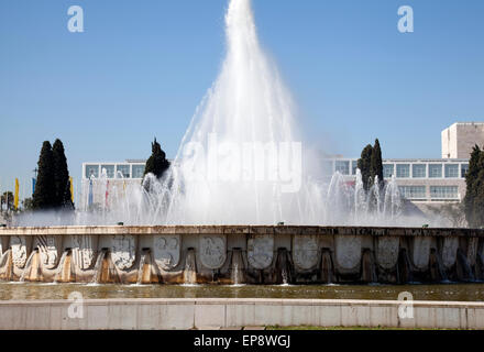 Jardim da Praça do Império Fountain in Belem - Lisbon - Portugal Stock Photo