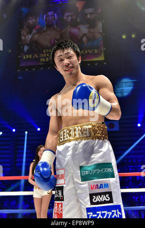 Tokyo, Japan. 1st May, 2015. Akira Yaegashi (JPN) Boxing : Akira Yaegashi of Japan poses after winning the 8R super flyweight bout at Ota-City General Gymnasium in Tokyo, Japan . © Hiroaki Yamaguchi/AFLO/Alamy Live News Stock Photo