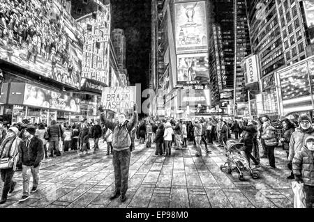 Christmas and New Year Holidays at Time Square of New York city in USA Stock Photo