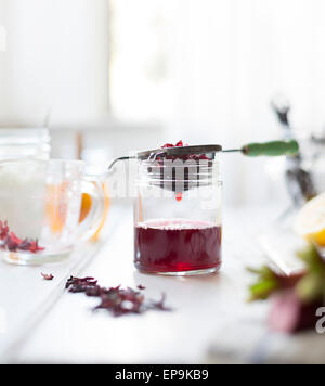 Hibiscus Tea infusion Stock Photo