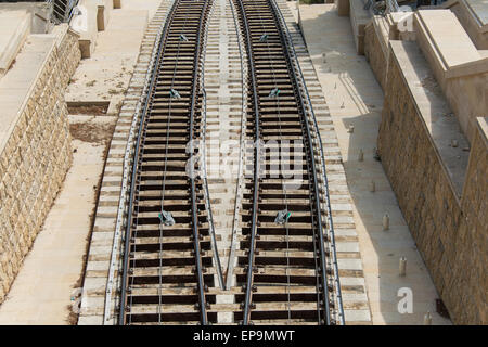 Rail tracks in bright summer day Stock Photo