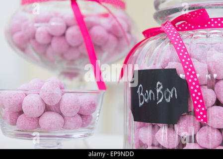 Strawberry bonbon sweets in a jar Stock Photo