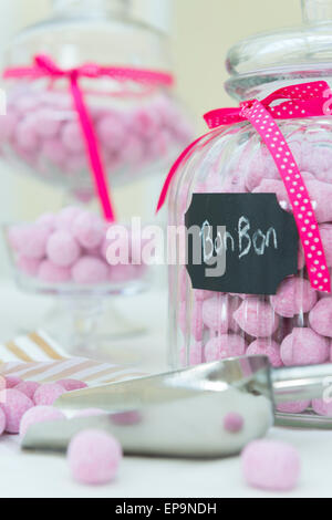 Strawberry bonbon sweets in a jar Stock Photo