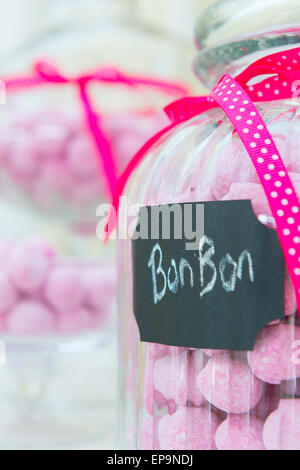 Strawberry bonbon sweets in a jar Stock Photo