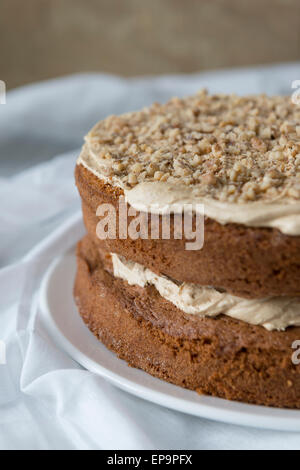 Coffee and walnut cake. Stock Photo