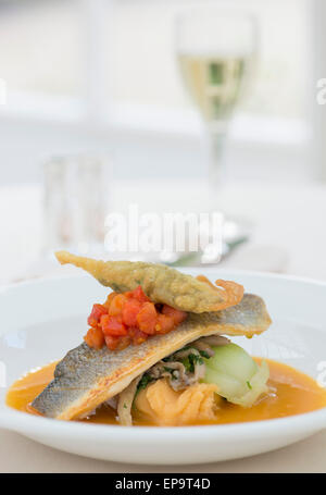 Sea Bass with Water Melon Curry Stock Photo