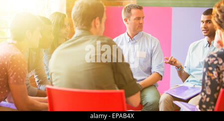 man talking group therapy session Stock Photo