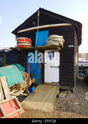 Boatyards at Walberswick Suffolk with Fish sheds Stock Photo