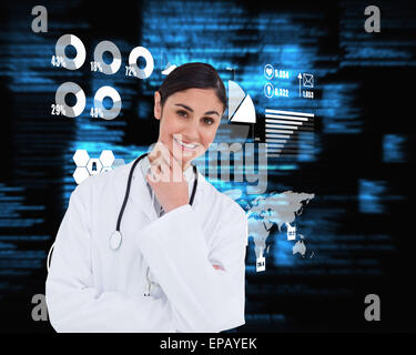 Composite image of smiling female doctor in thinkers pose Stock Photo