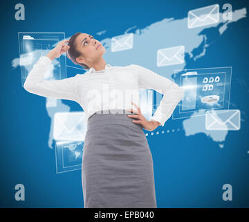 Composite image of worried businesswoman Stock Photo