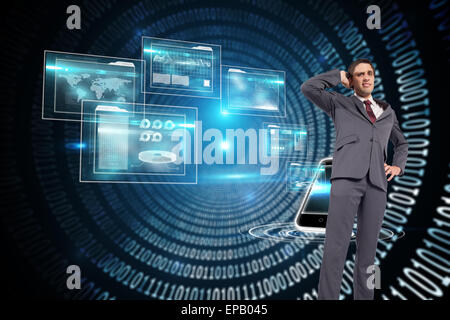 Composite image of thinking businessman scratching head Stock Photo
