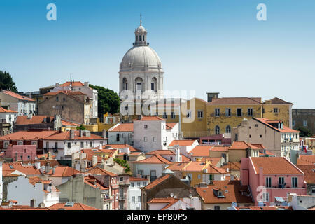 View across the rooftops in the Alfama district of Lisbon Portugal Stock Photo