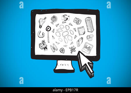 Composite image of cloud computing doodles on computer screen Stock ...