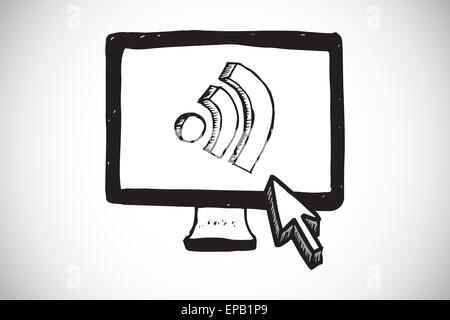 Composite image of wifi icon on computer screen Stock Photo
