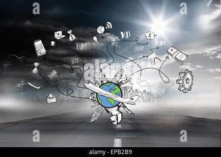 Composite image of business and global travel doodles Stock Photo