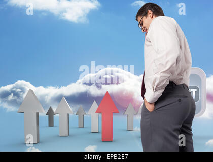 Composite image of thinking businessman touching his glasses Stock Photo