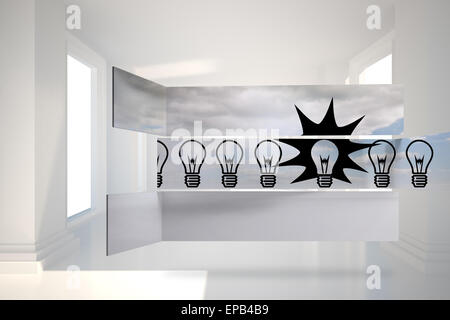 Composite image of light bulbs on abstract screen Stock Photo