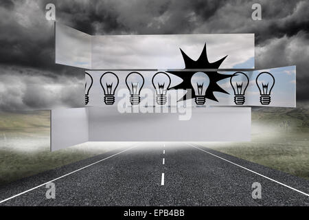 Composite image of light bulbs on abstract screen Stock Photo