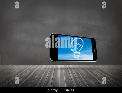 Composite image of cloud light bulb on smartphone screen Stock Photo