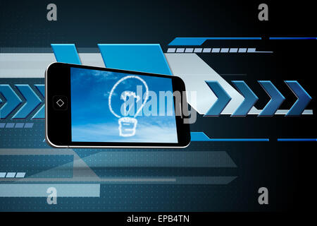 Composite image of cloud light bulb on smartphone screen Stock Photo