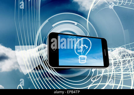 Composite image of cloud light bulb on smartphone screen Stock Photo
