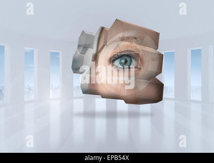 Composite image of eye interface on abstract screen Stock Photo