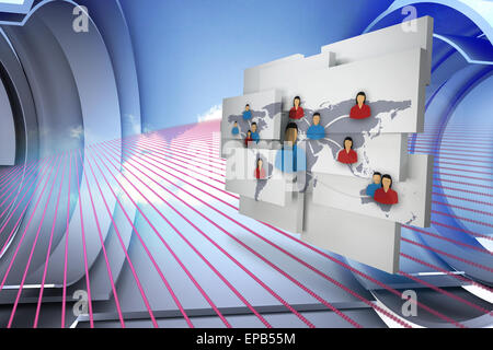 Composite image of international community on abstract screen Stock Photo