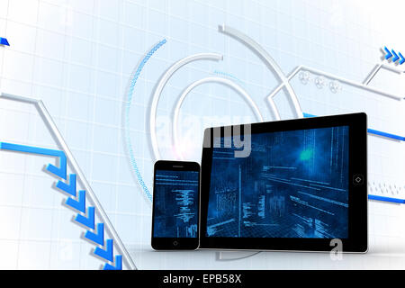 Composite image of interface on tablet and smartphone screens Stock Photo