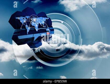 Composite image of global connections on abstract screen Stock Photo
