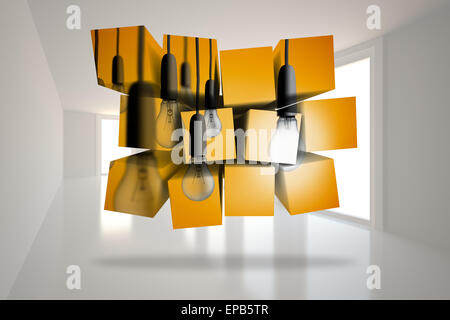 Composite image of light bulbs on abstract screen Stock Photo