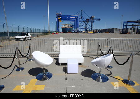 Gdansk, Poland 15th, May 2015 Deputy Prime Minister and Minister of economy Janusz pIechocinski visits Gdansk. Piechocinski takes part in the groundbreaking ceremony of the 2nd deepwater berth in Deepwater Container Terminal (DCT) in Gdansk Port. Credit:  Michal Fludra/Alamy Live News Stock Photo