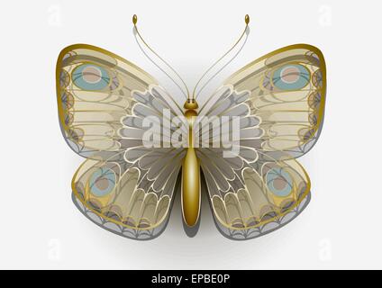 Delicate butterfly on a white background Stock Vector