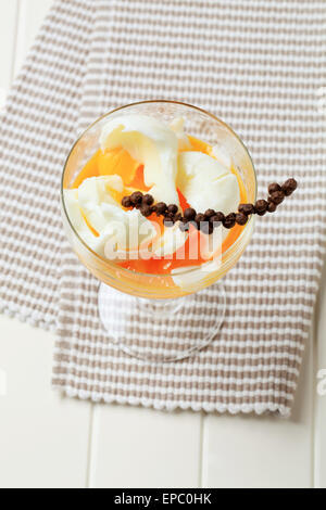 Soft boiled eggs  served in a wine glass Stock Photo
