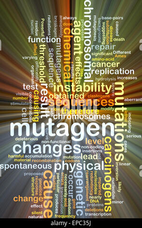 Background concept wordcloud illustration of mutagen glowing light Stock Photo