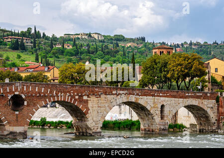 Verona (Italy), Ponte Pietra Stock Photo