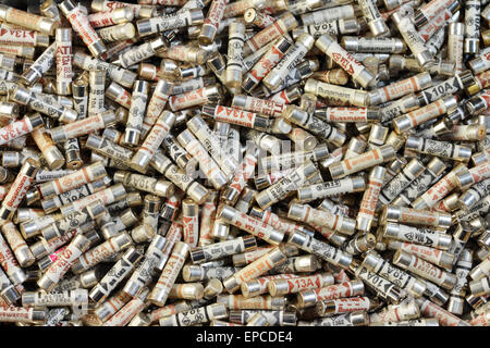 An assortment of electrical fuses Stock Photo