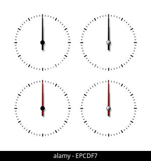 Set of clocks without numbers isolated on white background. Stock Photo