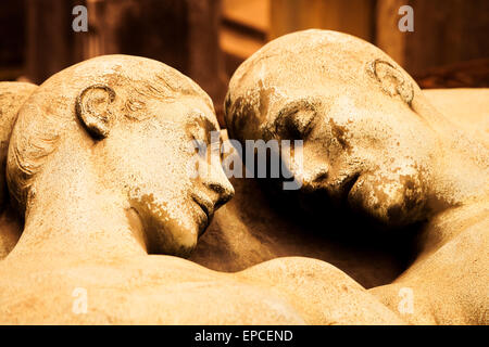 Detail of a more than 100 years old tomb dedicated to a married couple Stock Photo