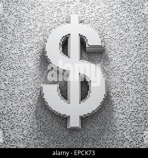 3D render of pixelated dollar symbol Stock Photo