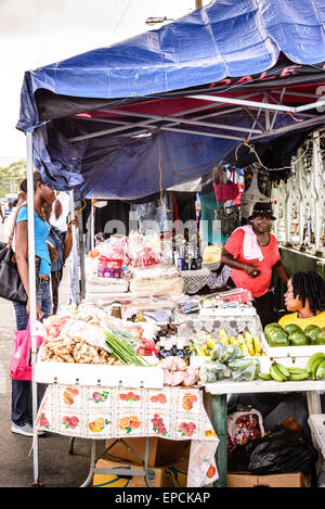 Trader Stall, Market Street, Saint John's, Antigua Stock Photo