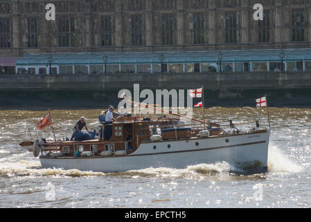 Westminster, London, UK. 16th May 2015. Dunkirk Little Ships make their way down the Thames as part of the 75th Anniversary Return to Dunkirk. Credit:  Matthew Chattle/Alamy Live News Stock Photo