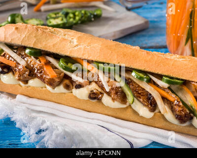 Banh mi chicken sandwich Stock Photo